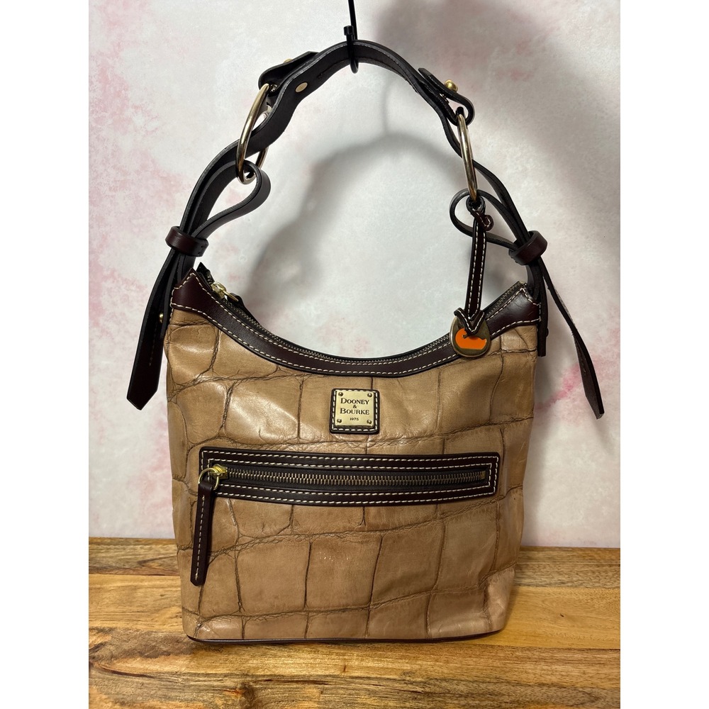 Dooney & Bourke Crocodile Embossed Leather Hobo Shoulder Bag